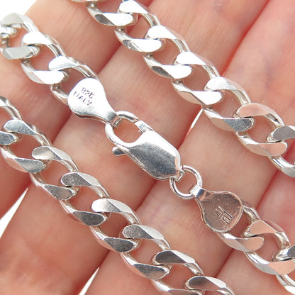 925 Sterling Silver Vintage Italy Curb Chain Necklace 18"