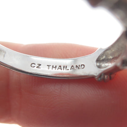 JUDITH RIPKA 925 Sterling Silver Round-Cut C Z Heart Charm Ring Size 10.25