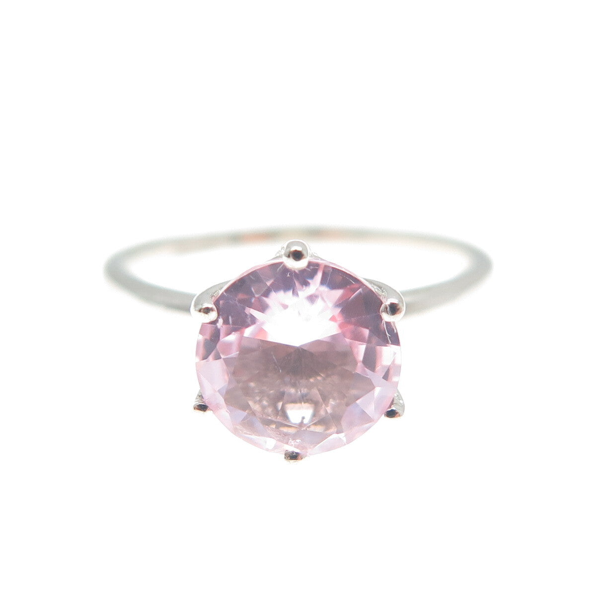 DAZZLERS 925 Sterling Silver Round-Cut Nano Pink Topaz Ring Size 6