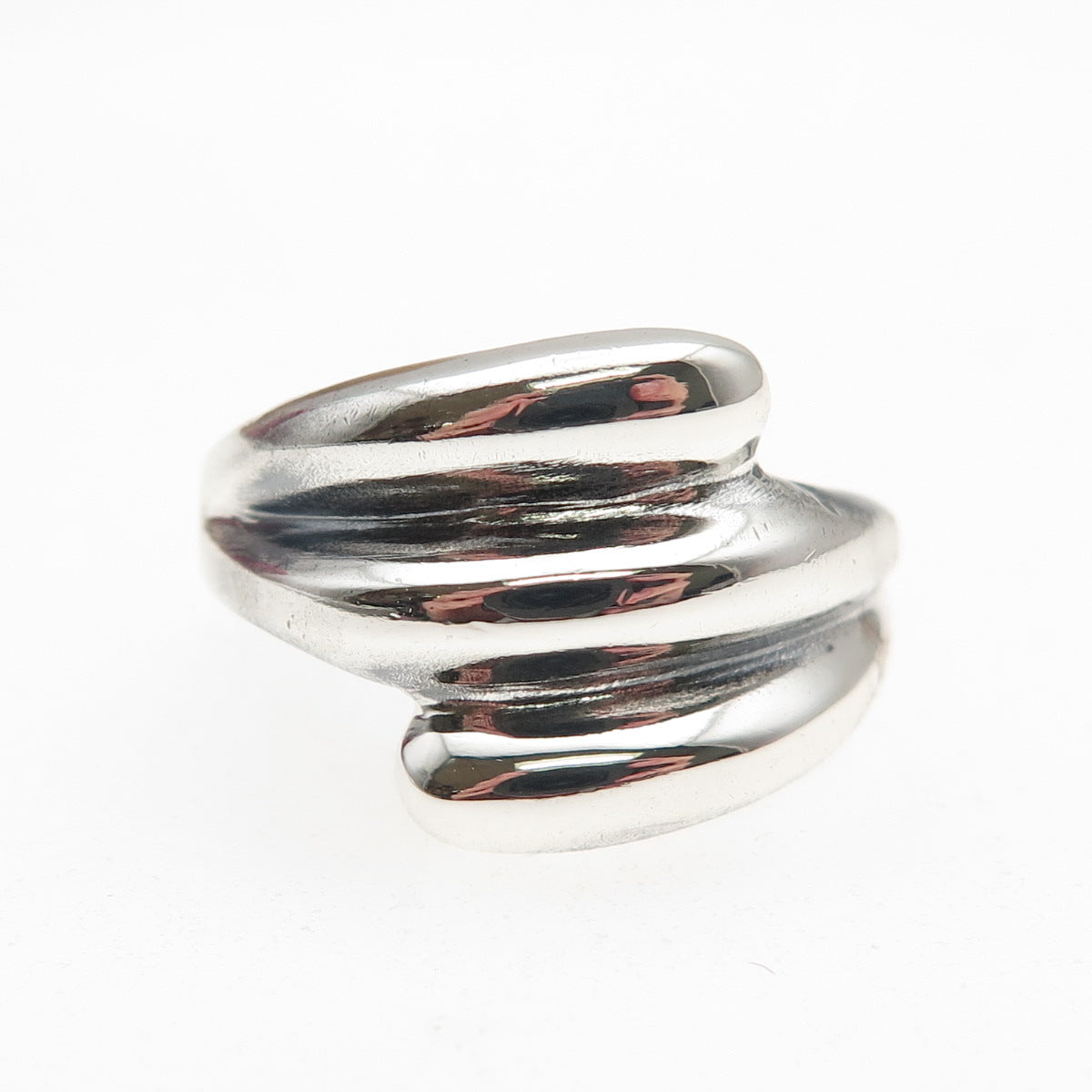 925 Sterling Silver Vintage Modernist Oxidized Ring Size 7.25