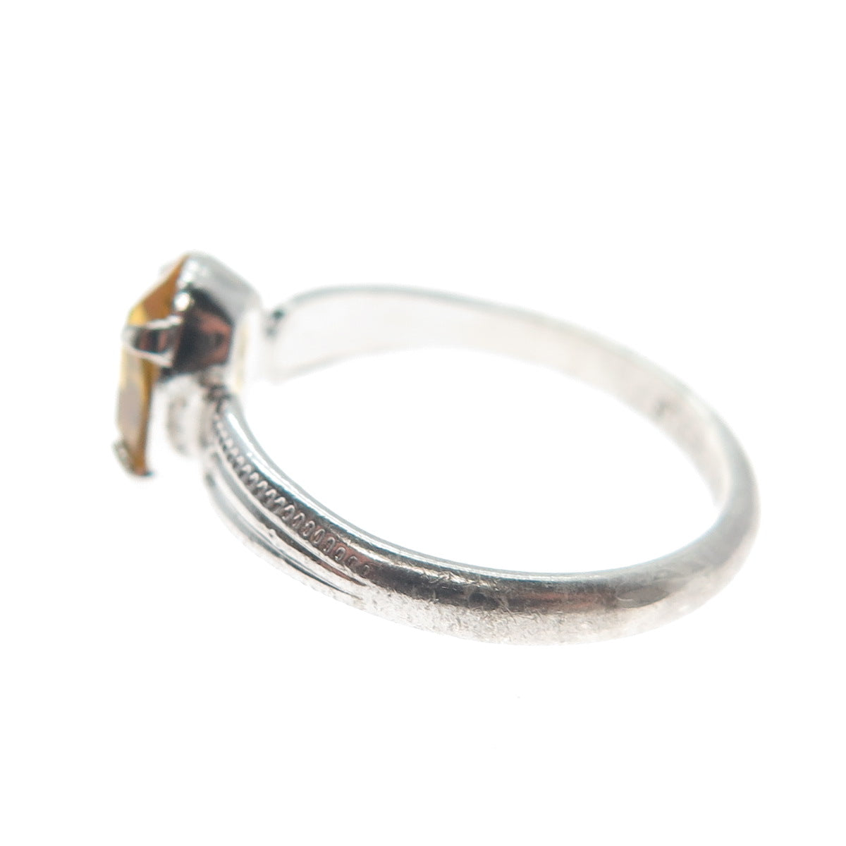 925 Sterling Silver Antique Art Deco B-G Real Oval-Cut Citrine Ring Size 5