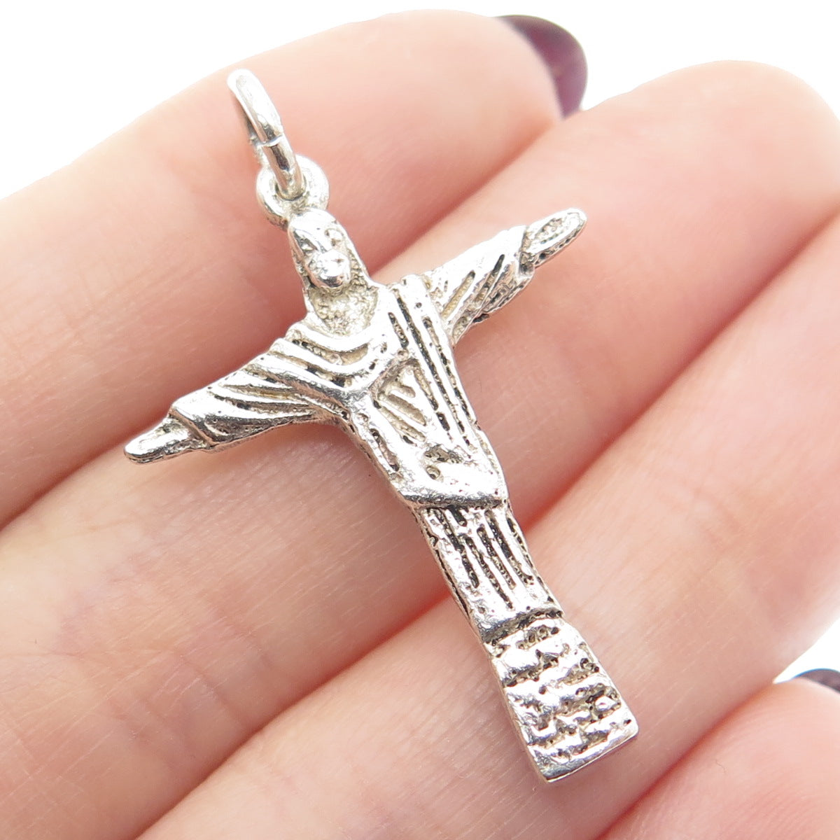 925 Sterling Silver Vintage Christ the Redeemer Rio de Janeiro Charm Pendant