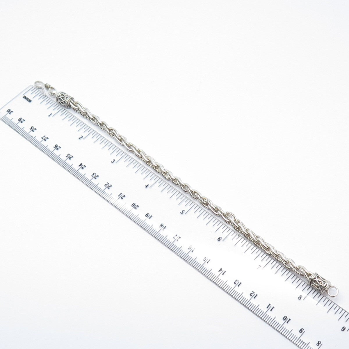 925 Sterling Silver Vintage Twisted Cable Link Bracelet 8''