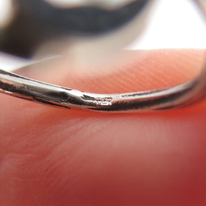 925 Sterling Silver Vintage Real Round-Cut Blue Topaz Bypass Ring Size 3.75