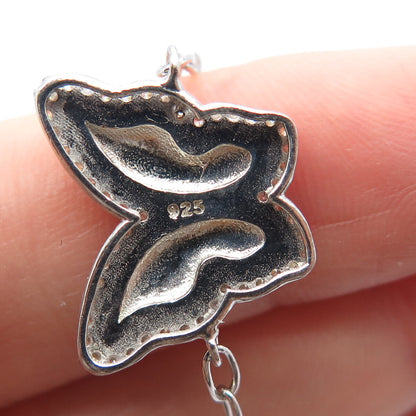 925 Sterling Silver C Z & Enamel Butterfly Rolo Link Bracelet 6.5"