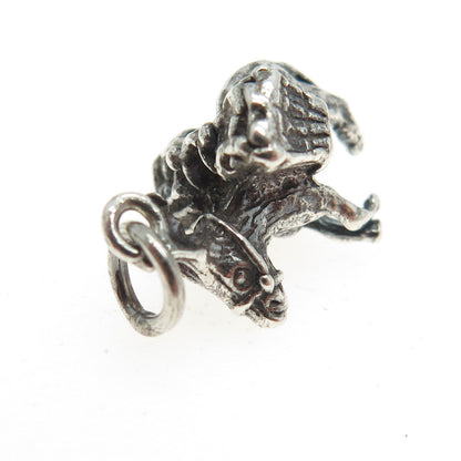 925 Sterling Silver Vintage Donkey Caravan Minimalist 3D Charm Pendant