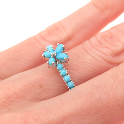 Chuck Clemency 925 Sterling Real Sleeping Beauty Turquoise Butterfly Ring Size 6