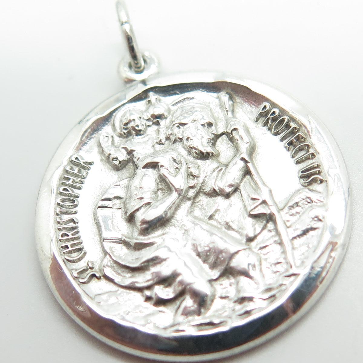 925 Sterling Silver Antique Art Deco St. Christopher Religious Pendant