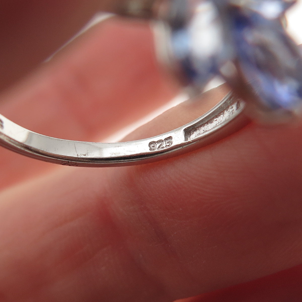Chuck Clemency 925 Sterling Silver 2-Tone Real Tanzanite & Topaz Ring Size 8.25