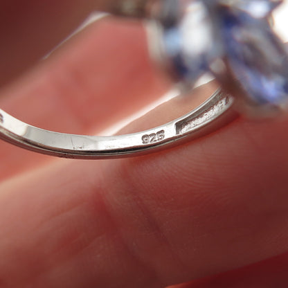 Chuck Clemency 925 Sterling Silver 2-Tone Real Tanzanite & Topaz Ring Size 8.25