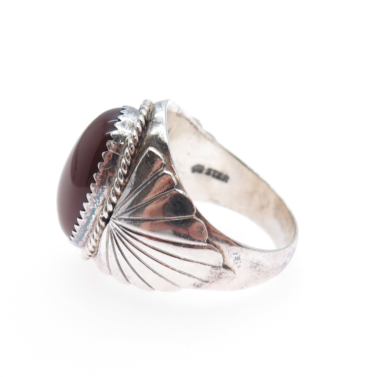 CAROLYN POLLACK Old Pawn Sterling Silver Vintage Carnelian Tribal Ring Size 9