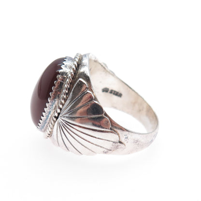 CAROLYN POLLACK Old Pawn Sterling Silver Vintage Carnelian Tribal Ring Size 9