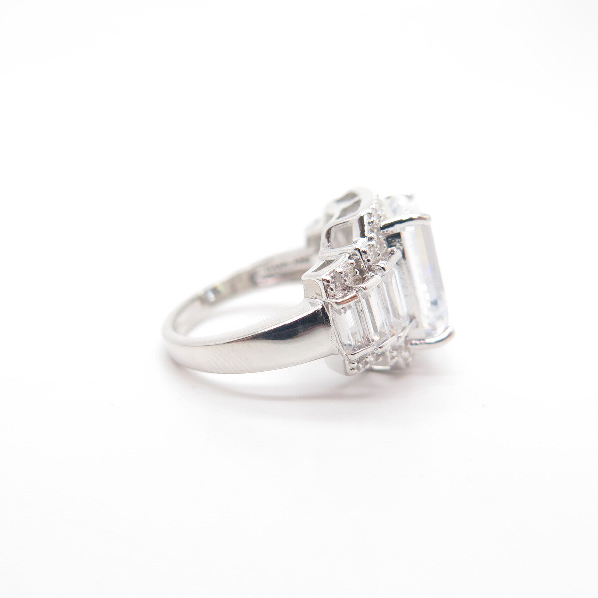 925 Sterling Silver Radiant-Cut C Z Ring Size 8