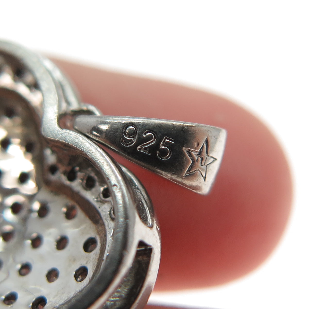 925 Sterling Silver Real Round-Cut Diamond Heart Charm Pendant