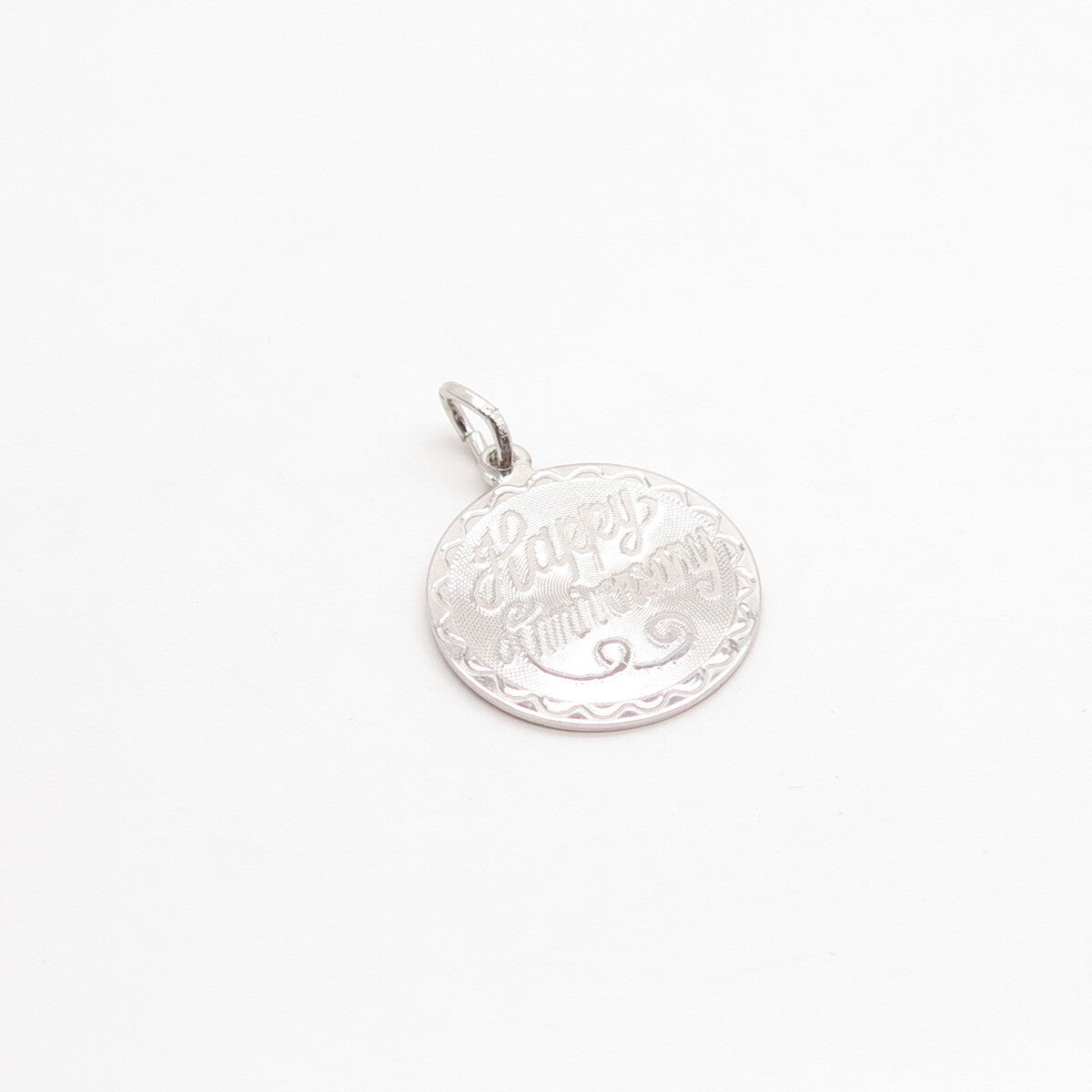 925 Sterling Silver "Happy Anniversary" Round Pendant