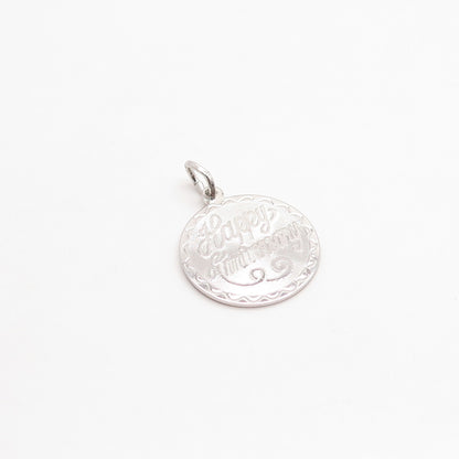 925 Sterling Silver "Happy Anniversary" Round Pendant