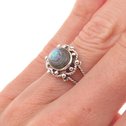 Charles Winston 925 Sterling Silver Vintage Real Abalone Shell Ring Size 5.25