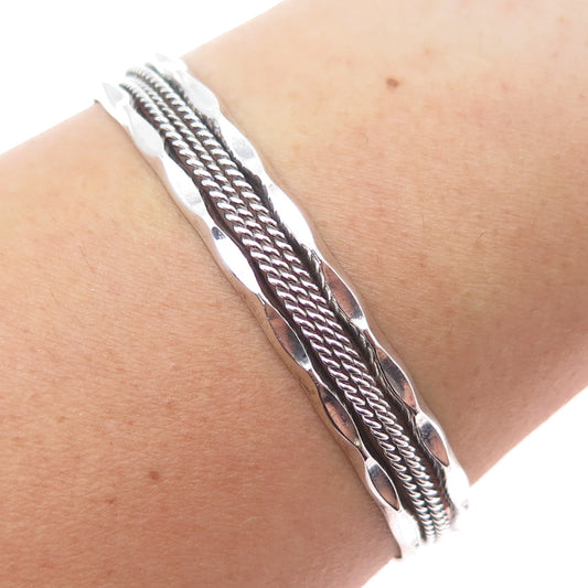 Richard Hoskie Navajo Old Pawn Sterling Silver Vintage Adjustable Bracelet 6.75"