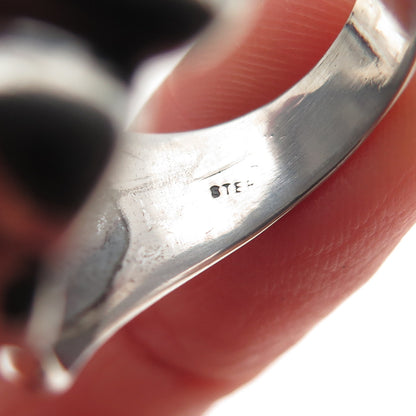 925 Sterling Silver Vintage Modernist Wing Oxidized Ring Size 7
