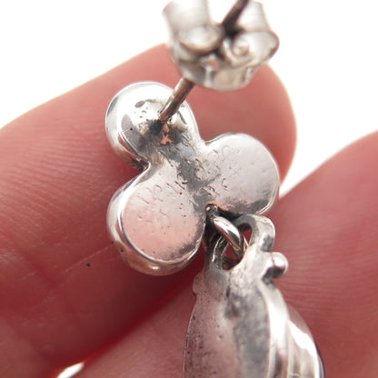 Donna Dale 999 Fine Silver Vintage Real Iolite Modernist Dangle Earrings