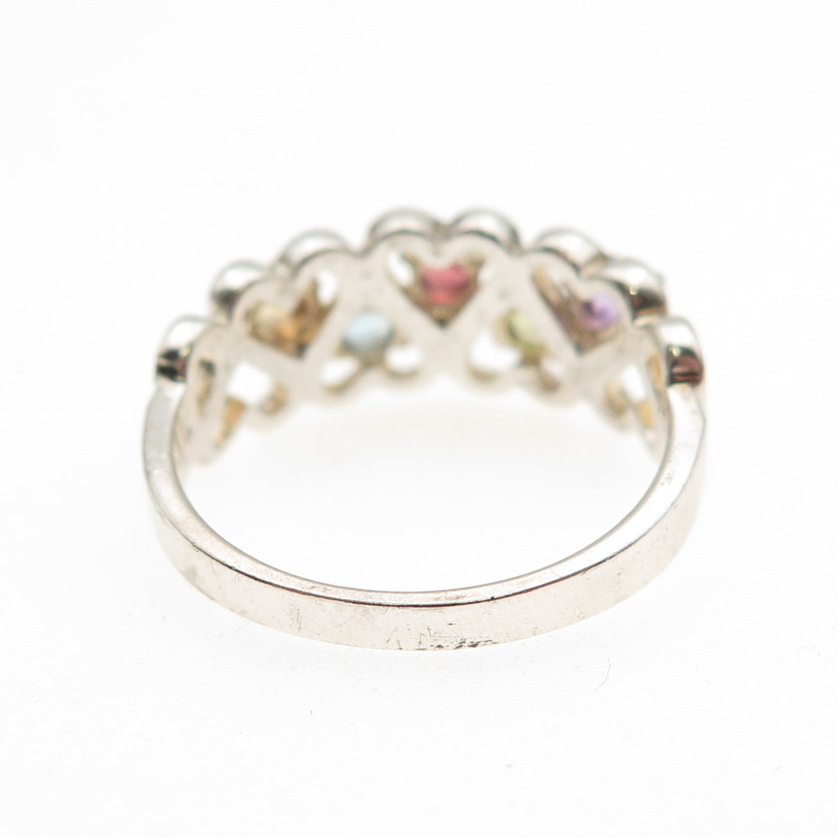 925 Sterling Vintage Real Topaz Amethyst Peridot Citrine Tourmaline Ring Size 7