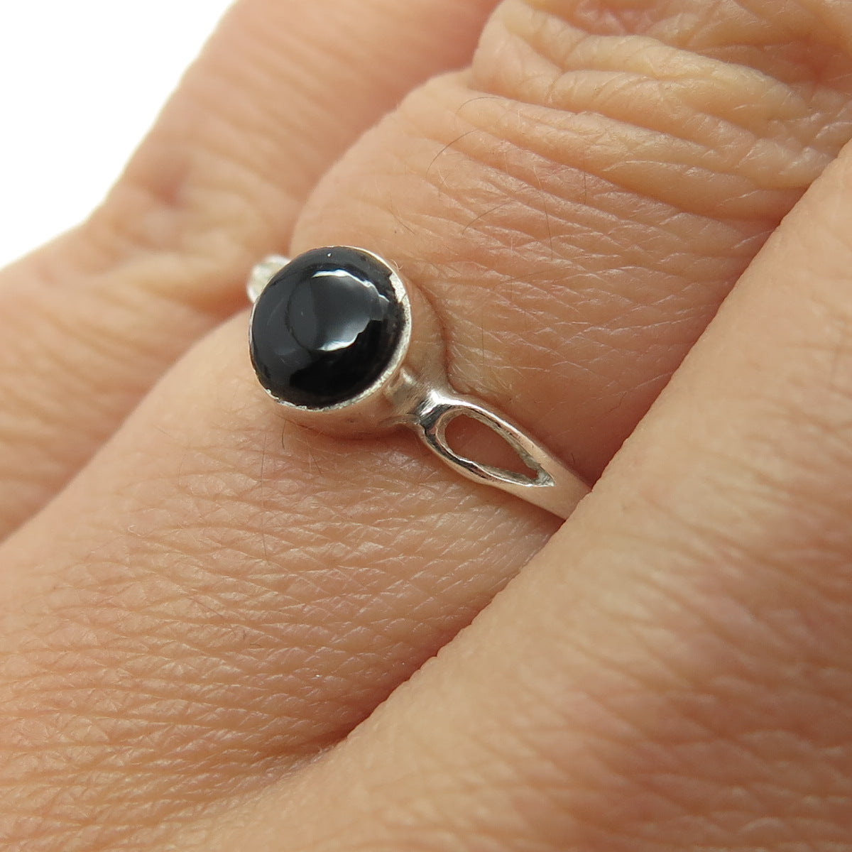 925 Sterling Silver Vintage Real Black Onyx Ring Size 6