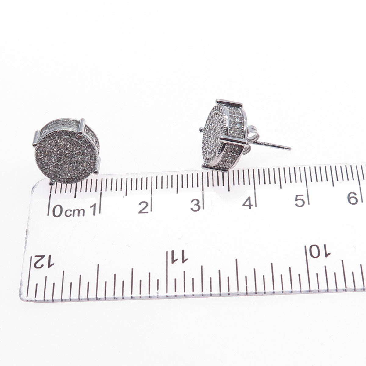 925 Sterling Silver Round-Cut C Z Sparkle Stud Earrings