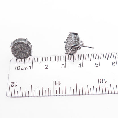 925 Sterling Silver Round-Cut C Z Sparkle Stud Earrings