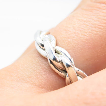 925 Sterling Silver Vintage Wicker / Twisted Band Ring Size 6.5