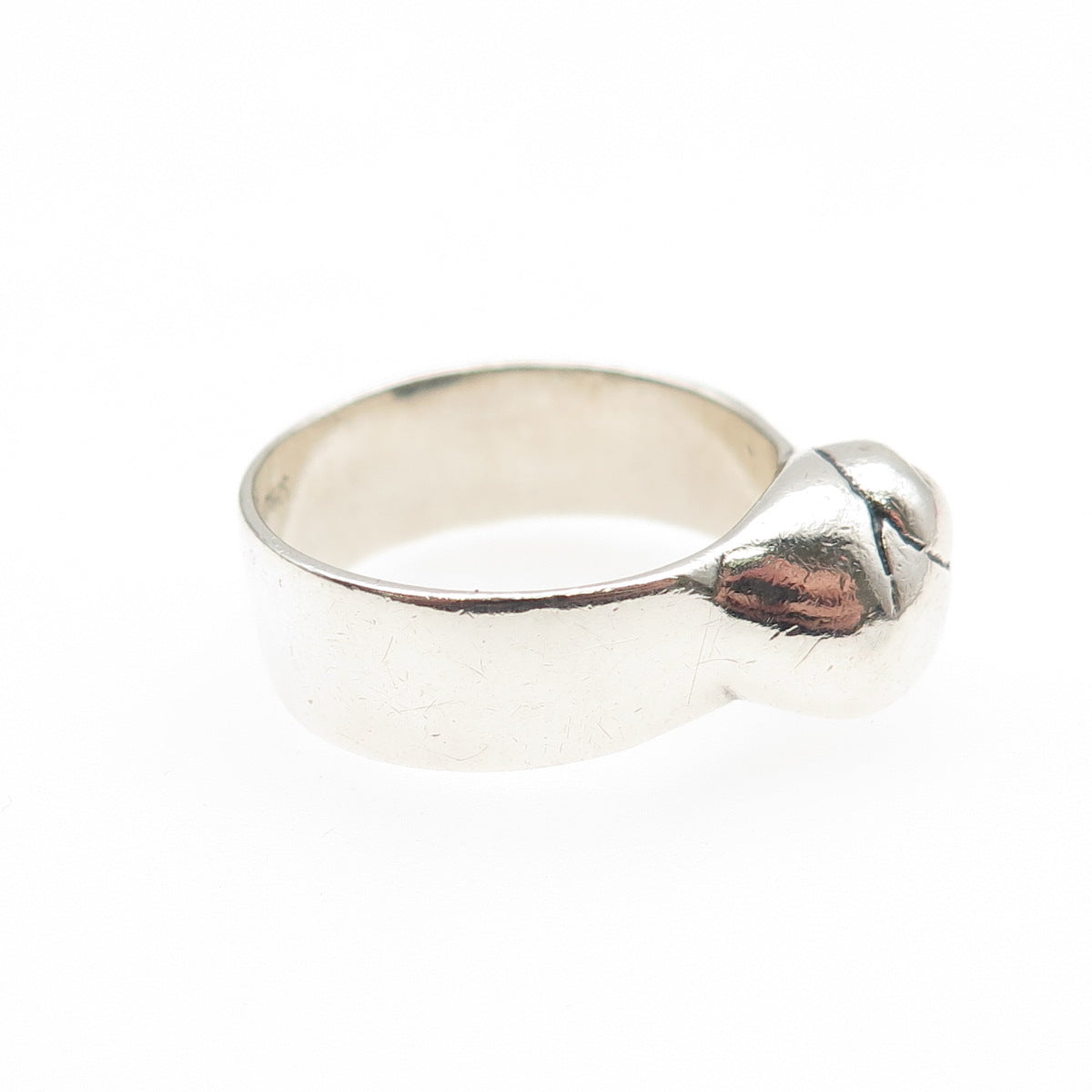 MIGNON FAGET 925 Sterling Silver Vintage Modernist Shell Ring Size 7.75