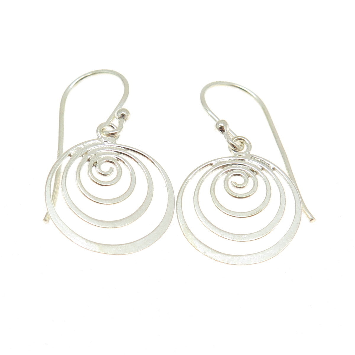 925 Sterling Silver Spiral Dangling Earrings
