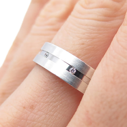 925 Sterling Silver Vintage MGR Round-Cut C Z All Around Band Ring Size 9.5