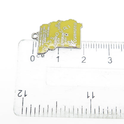 925 Sterling Silver Vintage Enamel Missouri State Map Minimalist Charm Pendant
