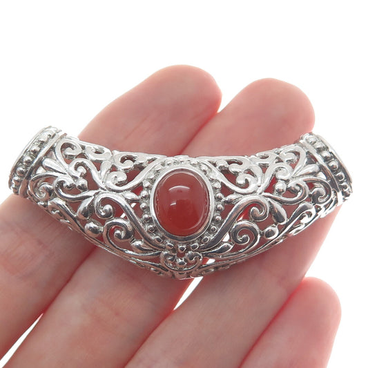 CHAPAL ZENRAY Sterling Silver Vintage Real Carnelian Centerpiece Slide Pendant