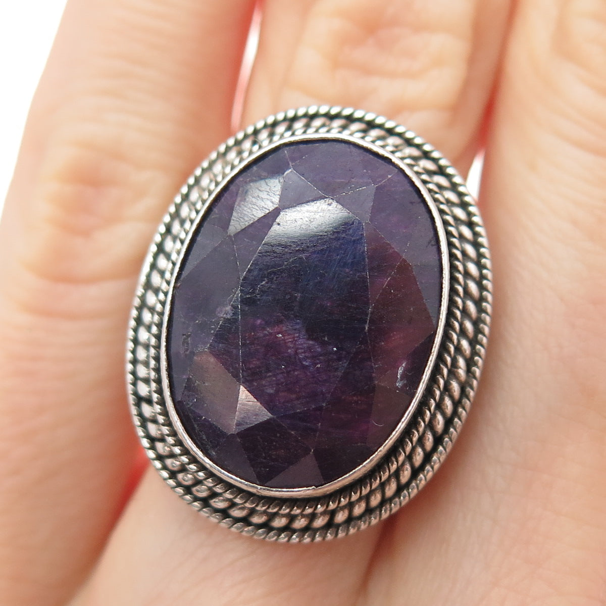 SAMUEL BENHAM BJC 925 Sterling Silver Vintage Real Amethyst Ring Size 6.25
