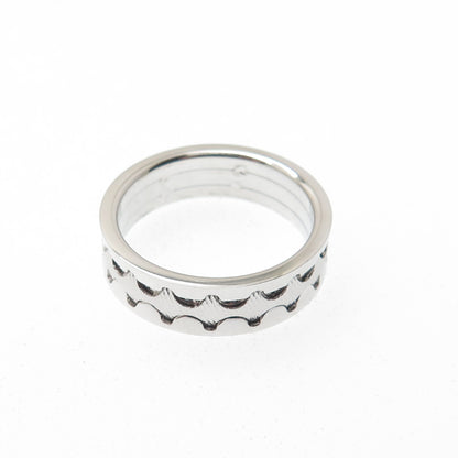 NEOS 925 Sterling Silver Textured Wave Band Ring Size 8.75