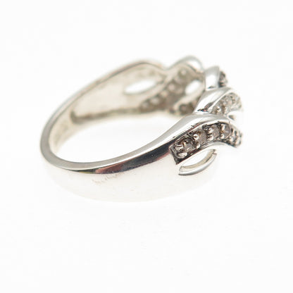 Michelle Albala 925 Sterling Silver Real Cognac & White Diamond Ring Size 6.25