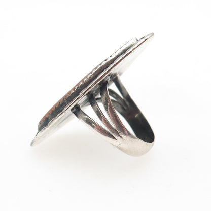 Mark Wilson Navajo Old Pawn Sterling Silver Vintage MOP Feather Ring Size 4.5
