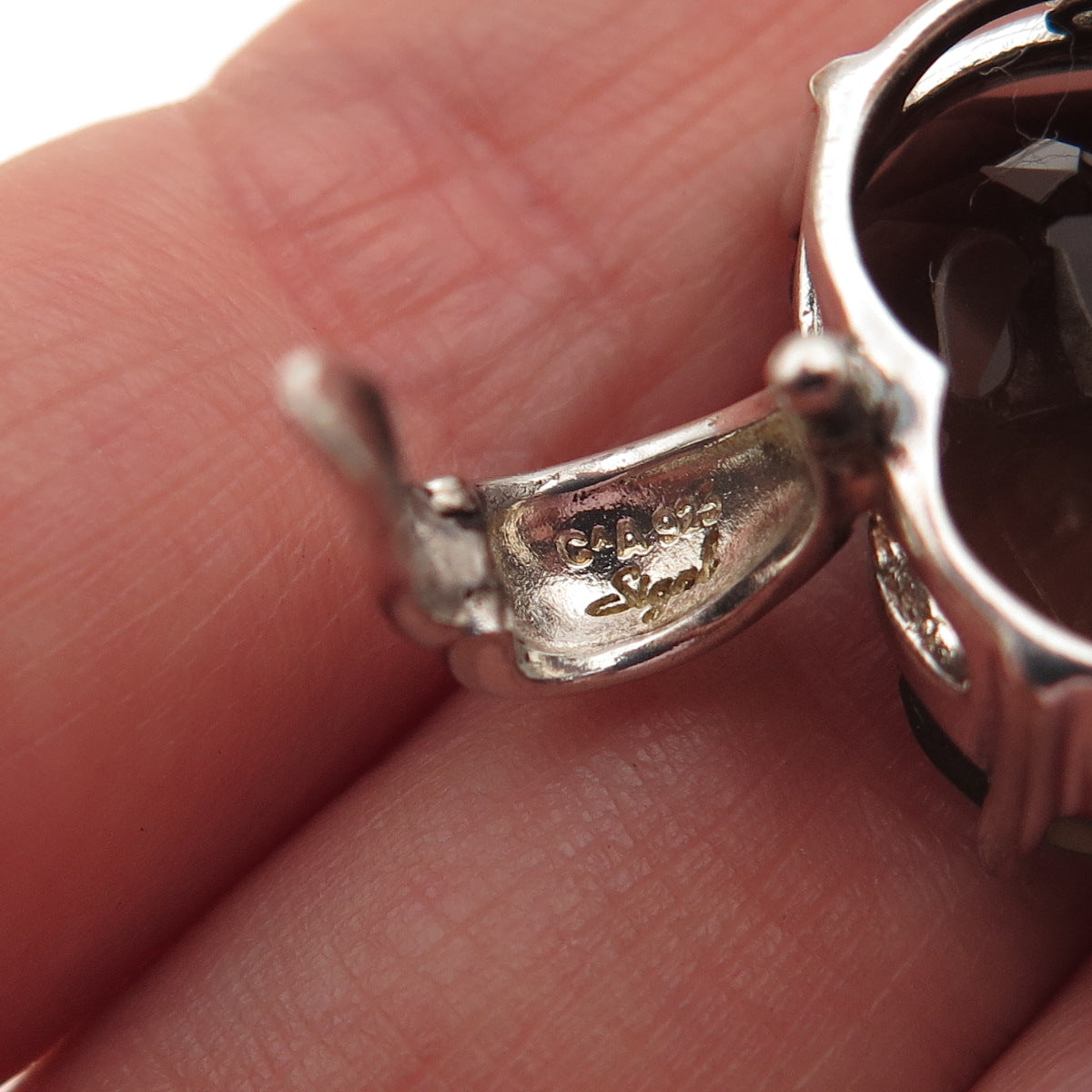 CHATEAU D'ARGENT & David Sigal Sterling Vintage Real Smoky Quartz Heart Pendant