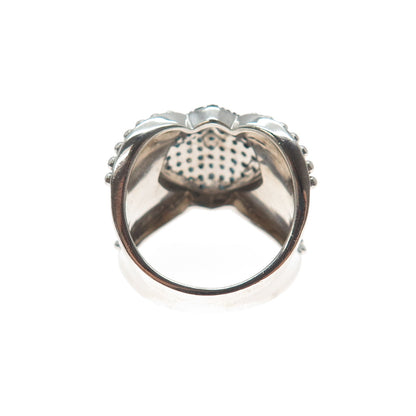 SAMARA SJD 925 Sterling Silver Real Blue Diamond Crisscross Ring Size 6