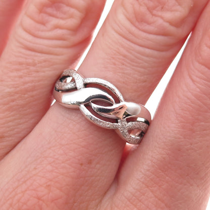 925 Sterling Silver Woven Ring Size 8