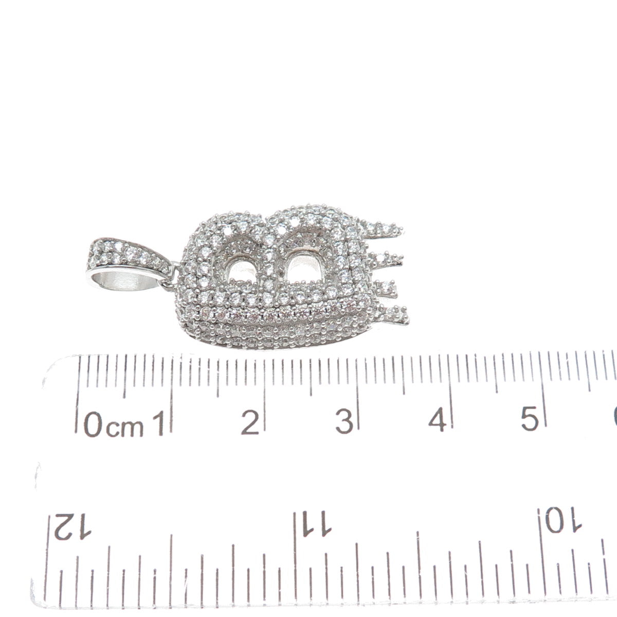 925 Sterling Silver Round-Cut Shaped C Z Letter B Initial Sparkle Pendant