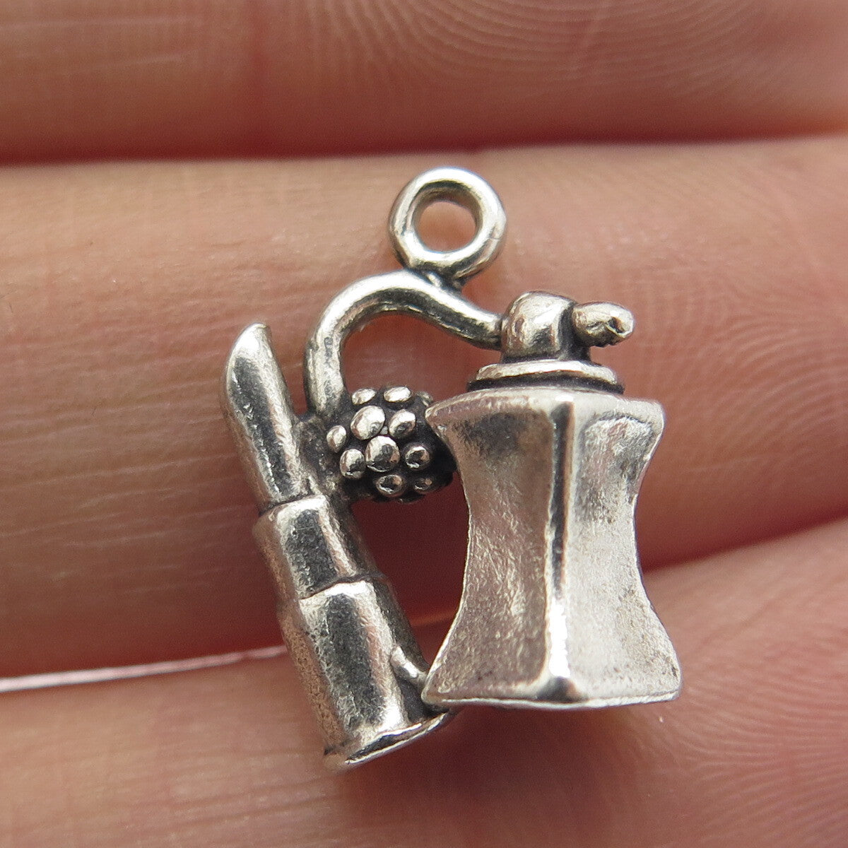 SUN WEST 925 Sterling Silver Vintage Lipstick & Atomizer 3D Charm Mini Pendant