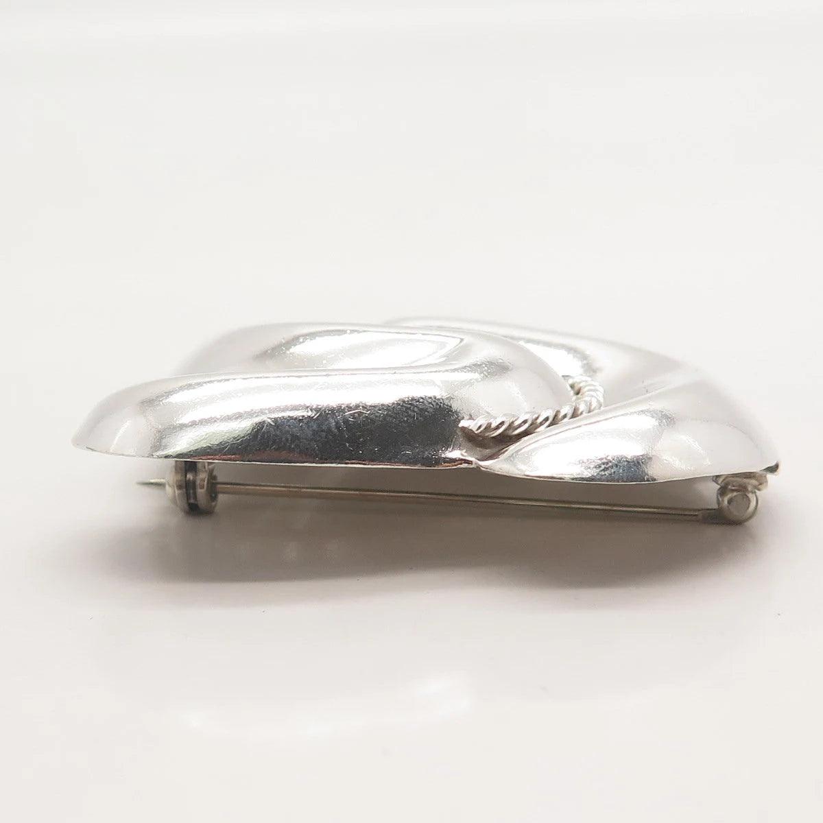925 Sterling Silver Vintage Mexico Ribbed Pin Brooch
