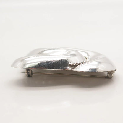 925 Sterling Silver Vintage Mexico Ribbed Pin Brooch