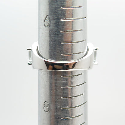 925 Sterling Silver Emerald & Round-Cut C Z Promise Ring Size 7