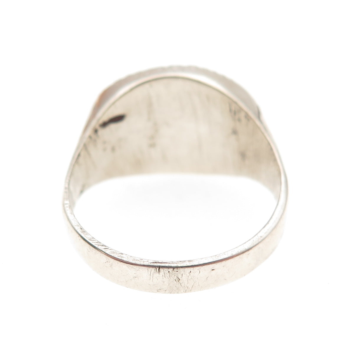 925 Sterling Silver Antique Art Deco Real Oval-Cut Green Onyx Ring Size 9