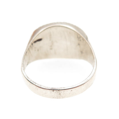 925 Sterling Silver Antique Art Deco Real Oval-Cut Green Onyx Ring Size 9