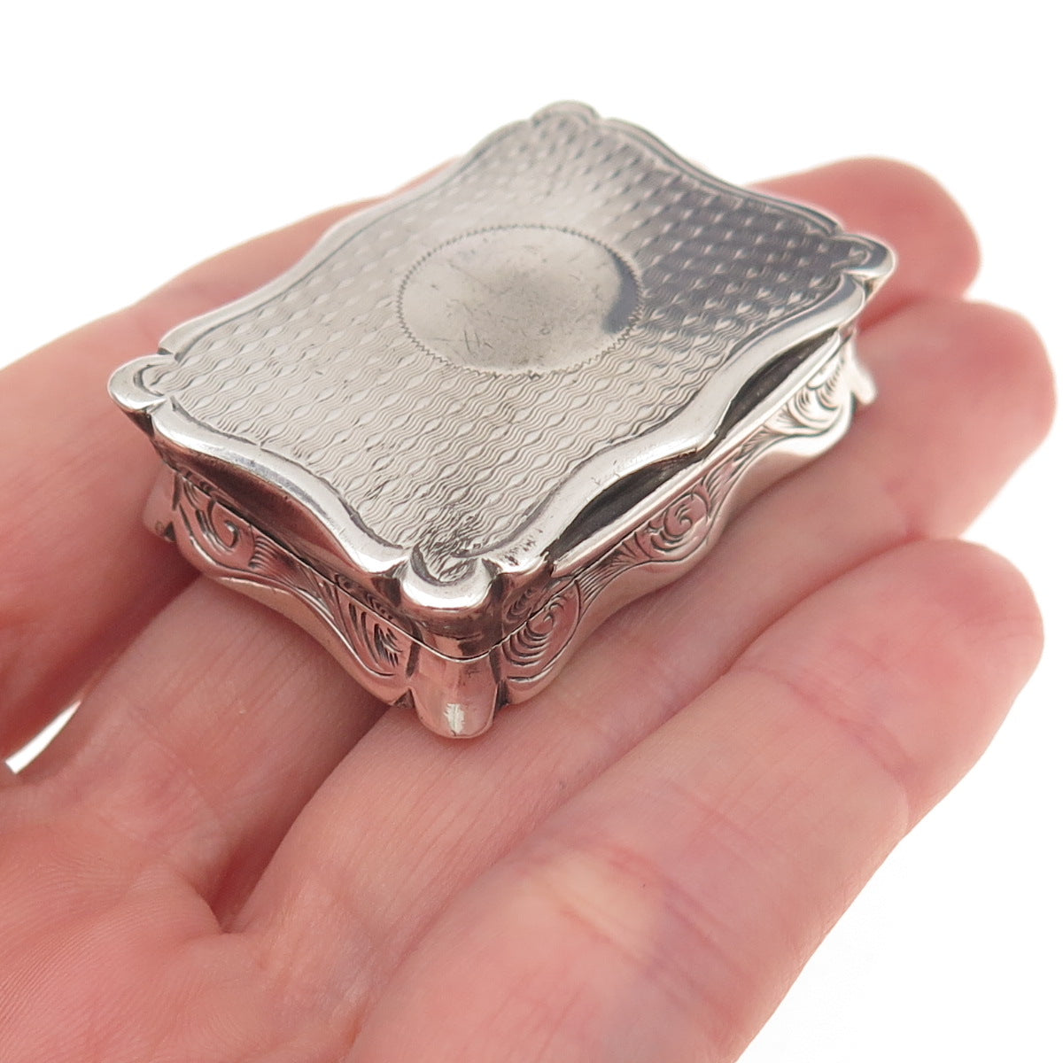 Robert Thornton 925 Sterling Silver Antique 1876 Birmingham Vinaigrette Box