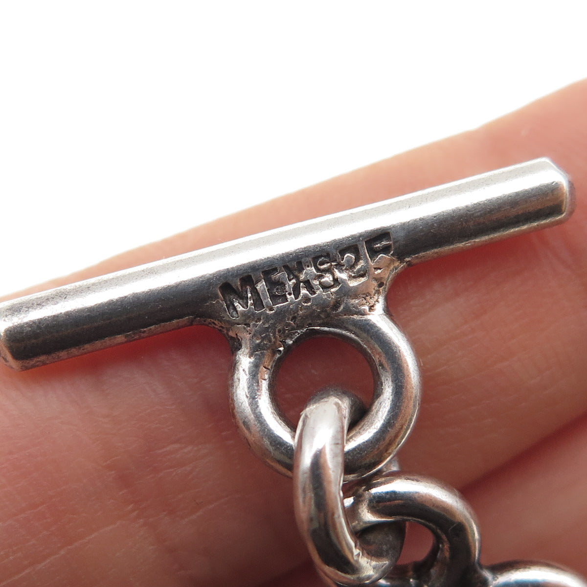 925 Sterling Silver Vintage Mexico Modernist Flower Link Bracelet 6.25"